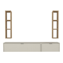Σύνθεση Τηλεόρασης Επιτοίχια Edgar Χρώμα Sandstone - Sepet oak 198,4x29,6x148,5εκ.