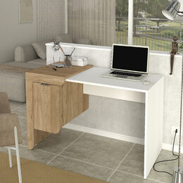 Γραφείο Εργασίας Dario Megapap Χρώμα Sepet oak - Λευκό 120x60x73,2εκ.