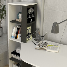 Γραφείο Εργασίας Gemini Megapap Χρώμα Ανθρακί - Λευκό 121,8x59,6x131,8εκ.