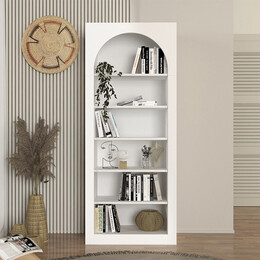 Βιβλιοθήκη Voila Megapap Χρώμα Λευκό 74x35x180εκ.