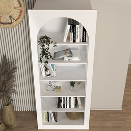 Βιβλιοθήκη Voila Megapap Χρώμα Λευκό 74x35x180εκ.