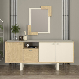 Καθρέπτης Τοίχου Selinos Μegapap Χρώμα Sandstone - Rota oak 65x2,2x85εκ.