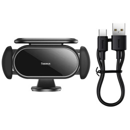 Baseus Βάση Κινητού για το Αυτοκίνητο με Ασύρματη Φόρτιση & Ηλιακό Φορτιστή Steel Cannon pro (Μαύρο)