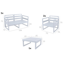 MYKONOS SET 2ΘΕΣ.WHITE ΜΕ ΜΑΞ.(2ΘΕΣ.+2ΠΟΛ.+ΤΡΑΠ 65εκ.)