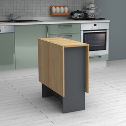 Τραπέζι Pepe Megapap Επεκτεινόμενο Χρώμα Ανθρακί - Φυσικό Οξιάς 28(56+56)x77x75εκ.