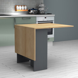 Τραπέζι Pepe Megapap Επεκτεινόμενο Χρώμα Ανθρακί - Φυσικό Οξιάς 28(56+56)x77x75εκ.