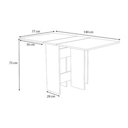 Τραπέζι Pepe Megapap Επεκτεινόμενο Χρώμα Ανθρακί - Φυσικό Οξιάς 28(56+56)x77x75εκ.