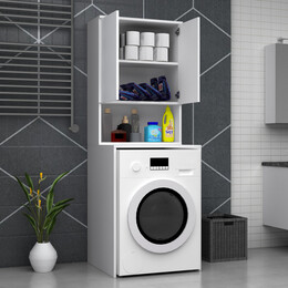 Έπιπλο Πλυντηρίου Cozen Megapap Χρώμα Λευκό 65x60x178εκ.