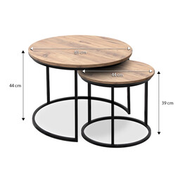 Τραπεζάκια Σαλονιού Gary Megapap mdf - Μεταλλικό Χρώμα Ακακίας 65x65x44εκ.