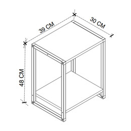 Κομοδίνο Gina Megapap Χρώμα Ανθρακί - Μαύρο 39x30x48εκ.