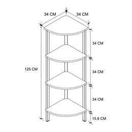 Βιβλιοθήκη Γωνιακή Lela Megapap Χρώμα Μαύρο - Καπνιστή Καρυδιά 34x34x125εκ.