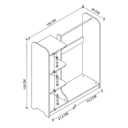 Έπιπλο Εισόδου Rozesme Megapap Χρώμα Λευκό 120x40x135εκ.