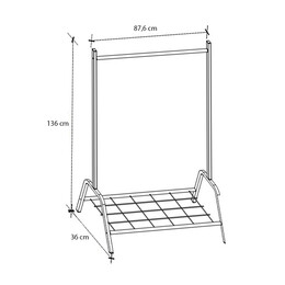 Επιδαπέδια Κρεμάστρα Selman Megapap Μεταλλική Χρώμα Λευκό 87,6x36x136εκ.