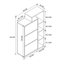 Παπουτσοθήκη Lego Megapap Χρώμα Pine oak 90x32x143εκ.