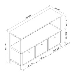 Μπουφές Mars Megapap Χρώμα Rustic Καρυδί 122x36x80,1εκ.