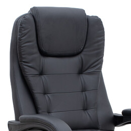 Καρέκλα Γραφείου Διευθυντική Daria Megapap με Υποπόδιο από Τεχνόδερμα Χρώμα Μαύρο 65x65x117/127εκ.