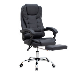 Καρέκλα Γραφείου Διευθυντική Daria Megapap με Υποπόδιο από Τεχνόδερμα Χρώμα Μαύρο 65x65x117/127εκ.