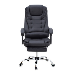 Καρέκλα Γραφείου Διευθυντική Daria Megapap με Υποπόδιο από Τεχνόδερμα Χρώμα Μαύρο 65x65x117/127εκ.