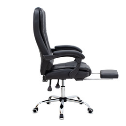 Καρέκλα Γραφείου Διευθυντική Daria Megapap με Υποπόδιο από Τεχνόδερμα Χρώμα Μαύρο 65x65x117/127εκ.