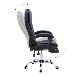 Καρέκλα Γραφείου Διευθυντική Daria Megapap με Υποπόδιο από Τεχνόδερμα Χρώμα Μαύρο 65x65x117/127εκ.