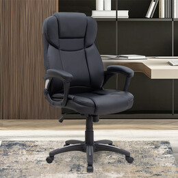 Καρέκλα Γραφείου Διευθυντική Morgan Megapap από Τεχνόδερμα Χρώμα Μαύρο 67x65x112/122εκ.