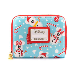 Loungefly Disney Seasonal Snowman Minnie Mickey aop zip Around Wallet (Wdwa1785)