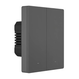 Έξυπνος Επιτοίχιος Διακόπτης Wifi Sonoff m5-2c-80 (2 Καναλιών, για Πλαίσιο, Γραφίτης)