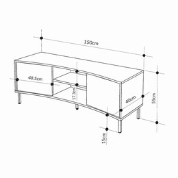 Έπιπλο Τηλεόρασης Frem Megapap Χρώμα ash Green 150x40x55εκ.