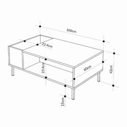 Τραπεζάκι Σαλονιού Vena Megapap Χρώμα ash Green 100x60x42εκ.