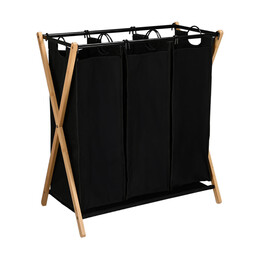Estia Καλαθι Απλυτων Bamboo Essentials 102lt 3 Θεσεων 68x40x76cm Μαυρο