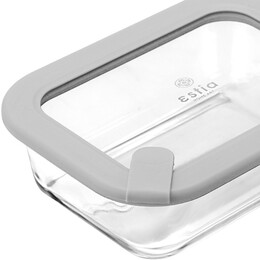 Estia Φαγητοδοχειο Colorseal Γυαλινο 640ml 18.9x14.5x6.7 με Καπακι Σιλικονης Γκρι