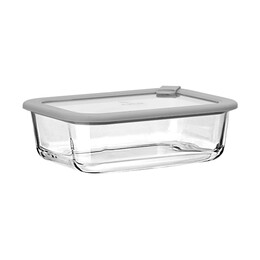 Estia Φαγητοδοχειο Colorseal Γυαλινο 1050ml 21.6x16.5x7.4cm με Καπακι Σιλικονης Γκρι