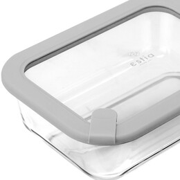 Estia Φαγητοδοχειο Colorseal Γυαλινο 1050ml 21.6x16.5x7.4cm με Καπακι Σιλικονης Γκρι