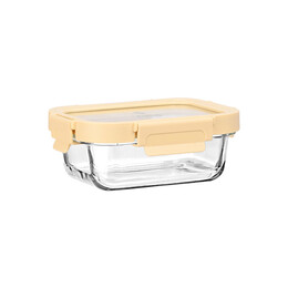 Estia Φαγητοδοχειο Click&seal Γυαλινο 370ml 16.3x12.3x6.2cm με Καπακι Πλαστικο Ivory