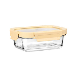 Estia Φαγητοδοχειο Click&seal Γυαλινο 640ml 18.9x14.5x6.7 με Καπακι Πλαστικο Ivory