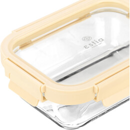 Estia Φαγητοδοχειο Click&seal Γυαλινο 640ml 18.9x14.5x6.7 με Καπακι Πλαστικο Ivory