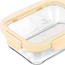 Estia Φαγητοδοχειο Click&seal Γυαλινο 1050ml 21.6x16.5x7.4cm με Καπακι Πλαστικο Ivory