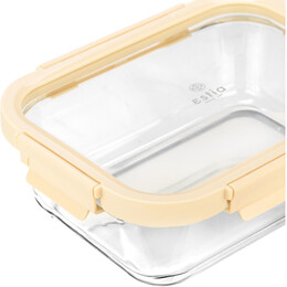 Estia Φαγητοδοχειο Click&seal Γυαλινο 1520ml 23.5x17.8x7.6cm με Καπακι Πλαστικο Ivory