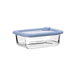 Estia Φαγητοδοχειο Colorseal Γυαλινο 370ml 16.3x12.3x6.2cm με Καπακι Σιλικονης Μπλε