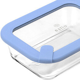 Estia Φαγητοδοχειο Colorseal Γυαλινο 640ml 18.9x14.5x6.7 με Καπακι Σιλικονης Μπλε