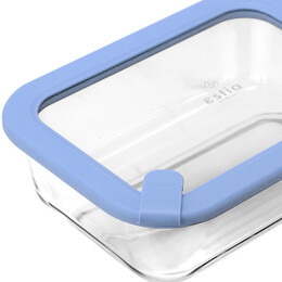 Estia Φαγητοδοχειο Colorseal Γυαλινο 1050ml 21.6x16.5x7.4cm με Καπακι Σιλικονης Μπλε