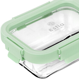 Estia Φαγητοδοχειο Click&seal Γυαλινο 370ml 16.3x12.3x6.2cm με Καπακι Πλαστικο Mint
