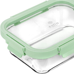 Estia Φαγητοδοχειο Click&seal Γυαλινο 1050ml 21.6x16.5x7.4cm με Καπακι Πλαστικο Mint