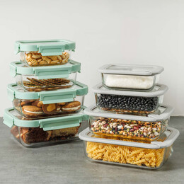 Estia Φαγητοδοχειο Click&seal Γυαλινο 1050ml 21.6x16.5x7.4cm με Καπακι Πλαστικο Mint