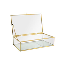 Estia Κουτι Οργανωσης Γυαλινο με Καθρεπτη & Χρυσο Μεταλλικο Πλαισιο 24x14x6cm