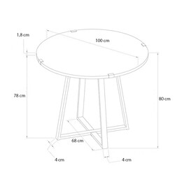Τραπέζι Rubes Megapap Χρώμα Λευκό - Ανθρακί 100x100x78εκ.