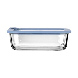 Estia Φαγητοδοχειο Colorseal Γυαλινο 1050ml 21.6x16.5x7.4cm με Καπακι Σιλικονης Μπλε