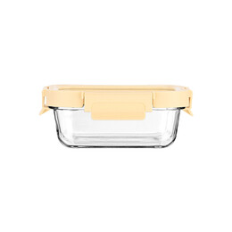Estia Φαγητοδοχειο Click&seal Γυαλινο 370ml 16.3x12.3x6.2cm με Καπακι Πλαστικο Ivory