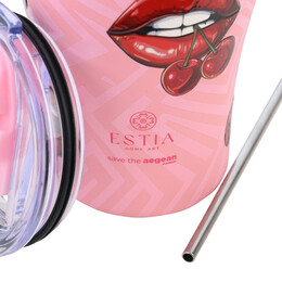 Estia Θερμος Coffee mug Save the Aegean 350ml blush pop