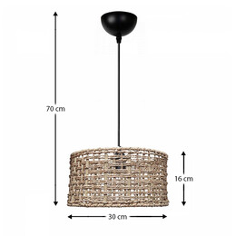 Φωτιστικό Οροφής Montela Megapap e27 από Σχοινί Μονόφωτο Χρώμα Φυσικό Ø30x70εκ.